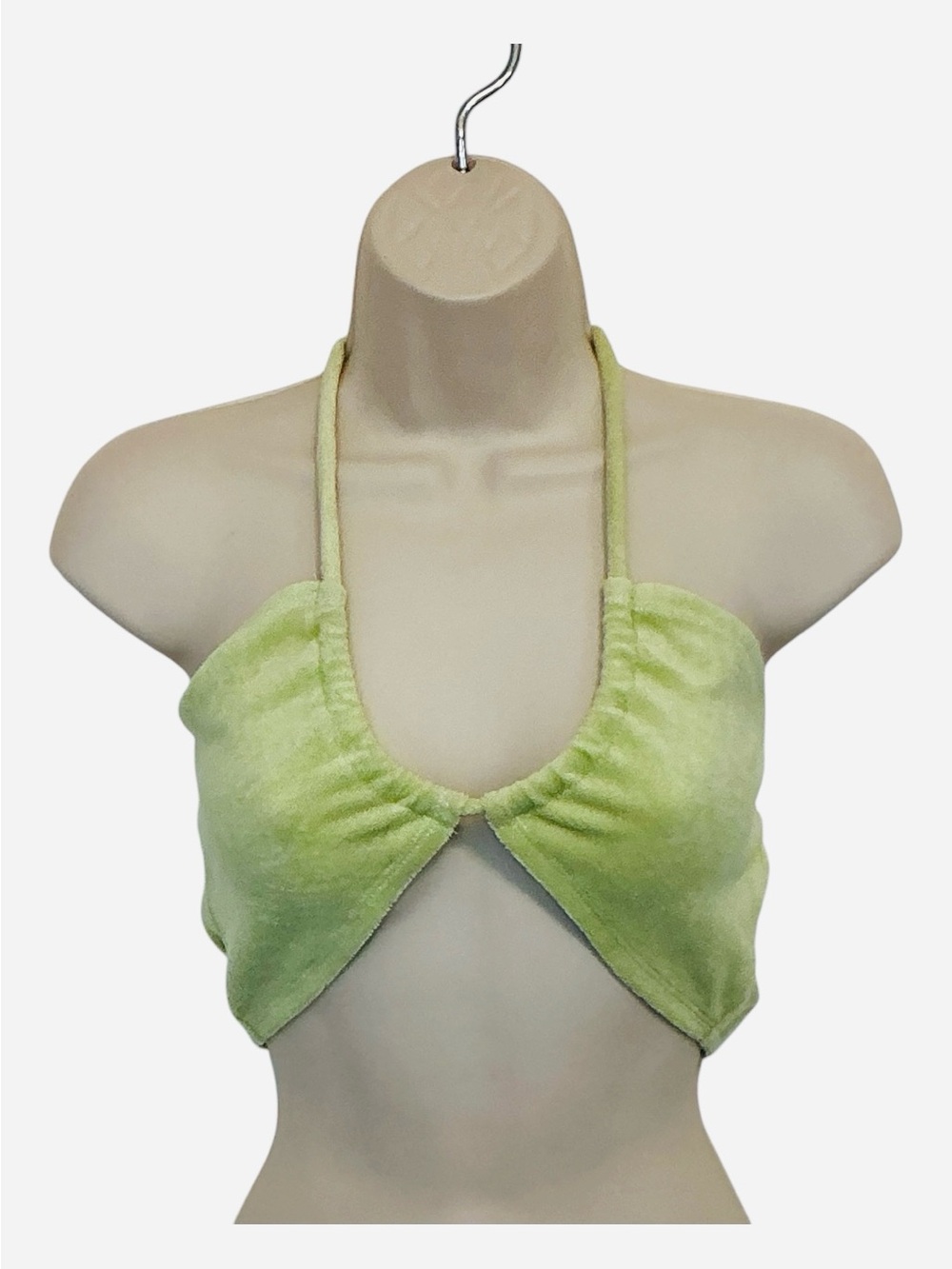 NWT Et Clet Terry Cloth Green Backless Halter Top Y2K Club Disco Size Medium